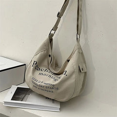 Women's Canvas Tote Bag Letter Print Shoulder Handbag