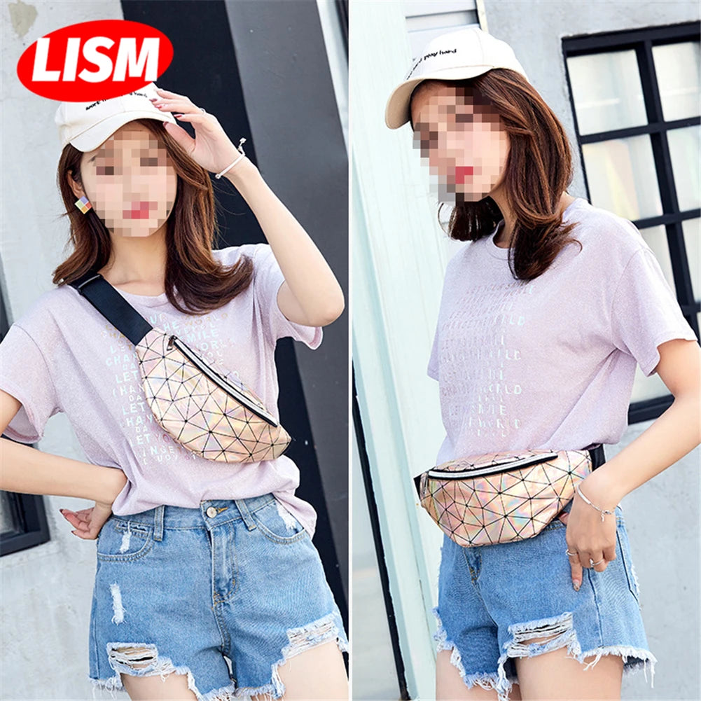 Women's Travel Handbag Laser Waist Bag Girls Colorful Slim Linggo