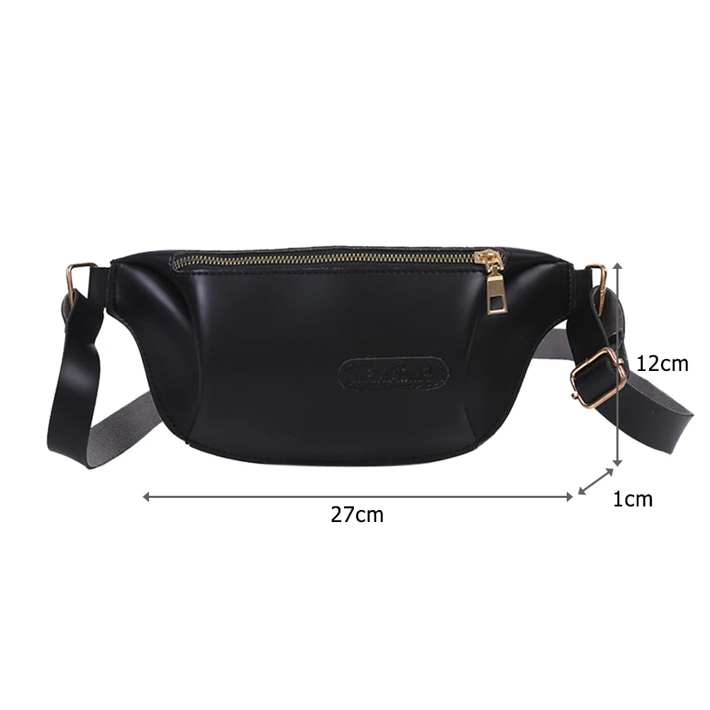 Women's Bananas Waist Belt Bag Solid Pu Leather Chest Bag