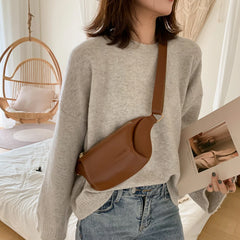 Women's Bananas Waist Belt Bag Solid Pu Leather Chest Bag