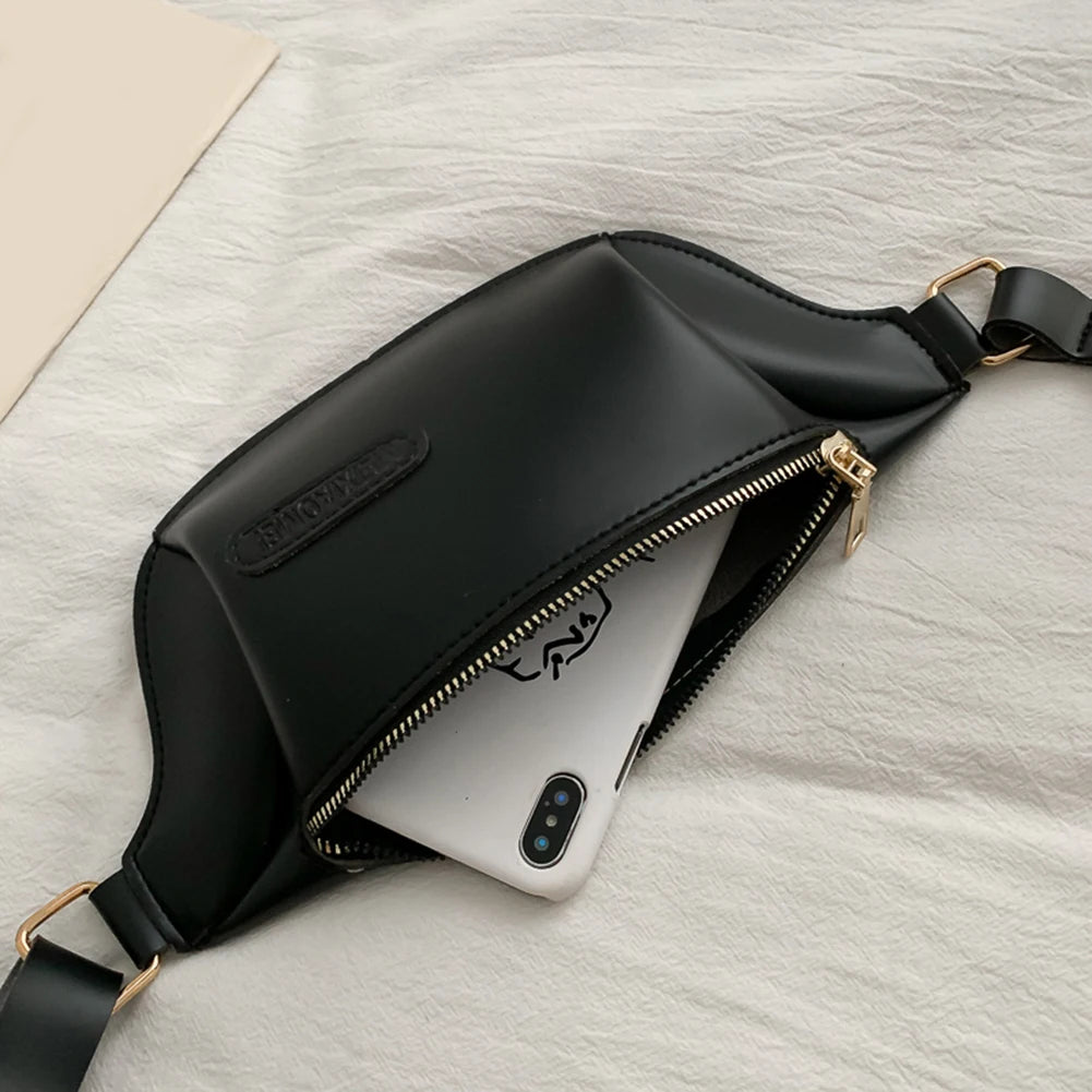 Women's Bananas Waist Belt Bag Solid Pu Leather Chest Bag