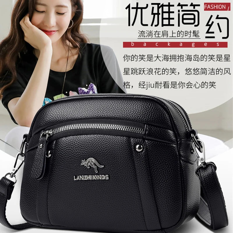 Women's Soft Leather Crossbody Bag Classic Square Handbag