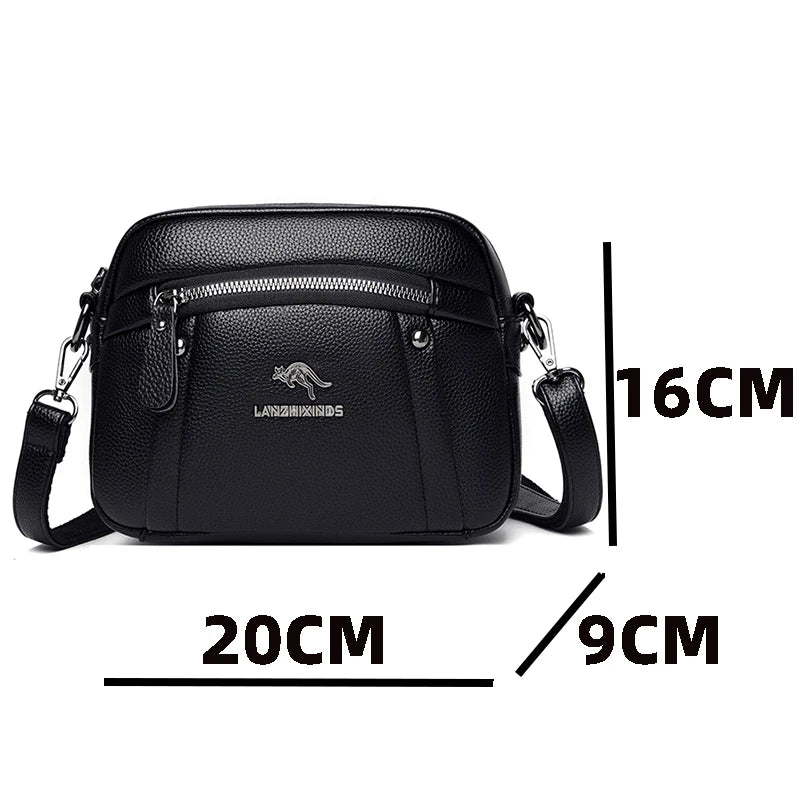 Women's Soft Leather Crossbody Bag Classic Square Handbag