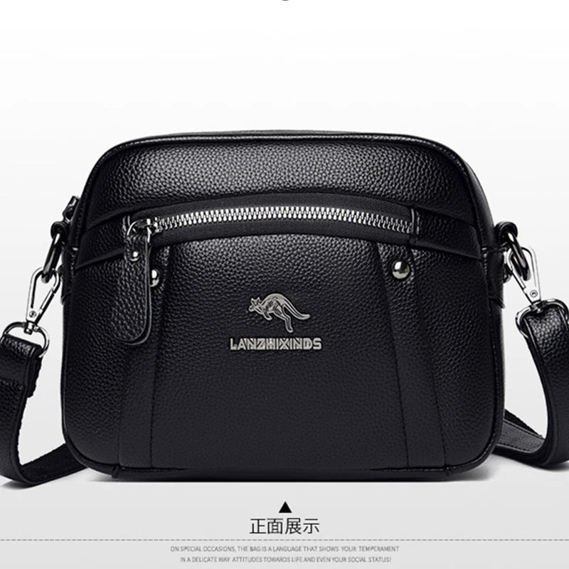 Women's Soft Leather Crossbody Bag Classic Square Handbag