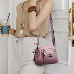 Women's Soft Leather Crossbody Bag Classic Square Handbag