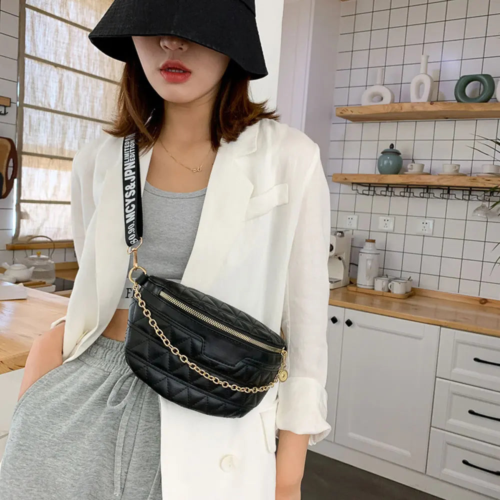 Women's Leather Waist Belt Bag Shoulder Bags Chest Bag