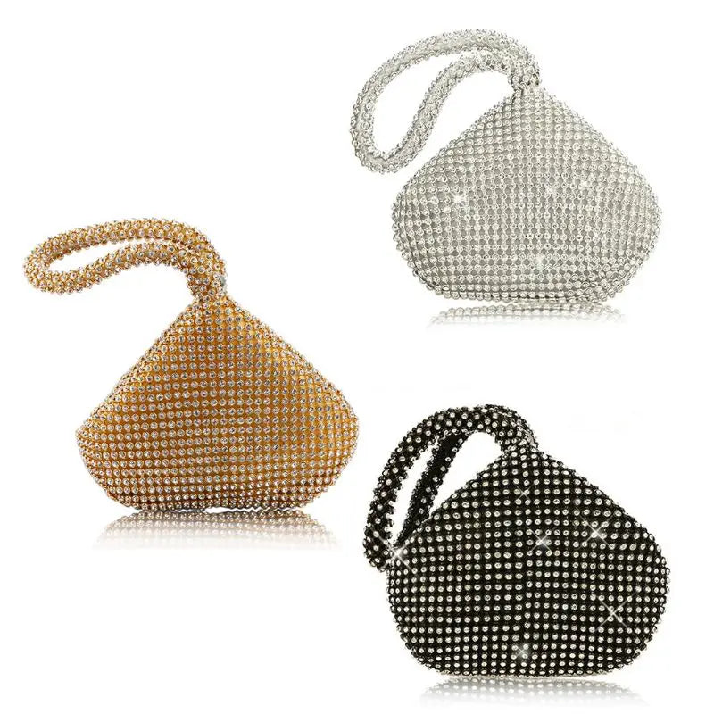 Women's Glitter Triangle Handbag Purse Clutch Evening Bag