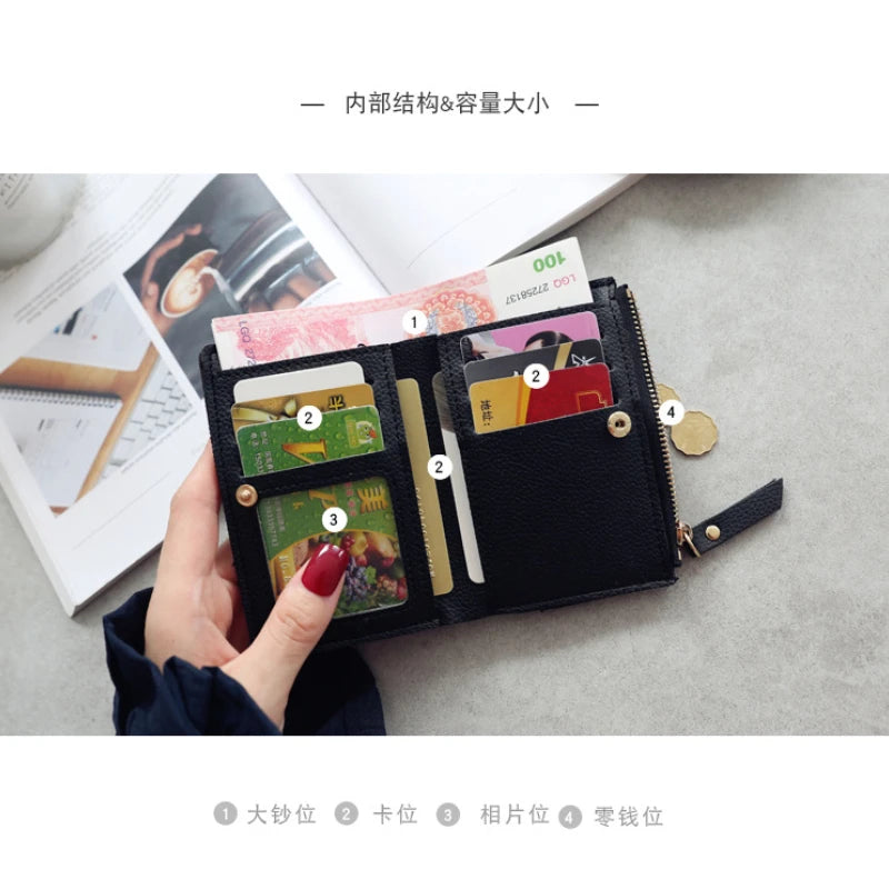 Cherry Embroidered Short Wallet Women's Purse