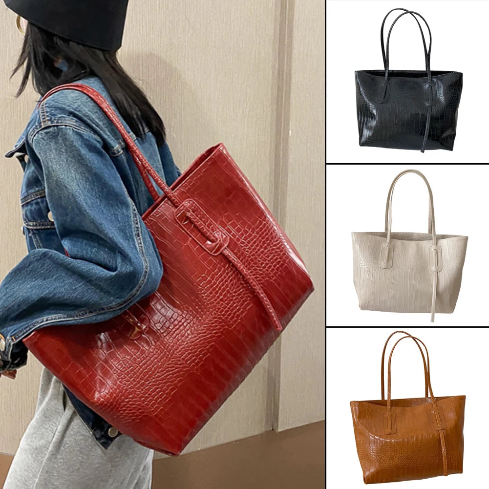 Vintage PU Leather Tote Hobo Shoulder Bag for Women