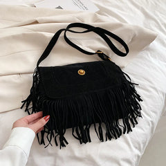 Vintage Tassle Suede Crossbody Bag Bohemian Handbag Purse