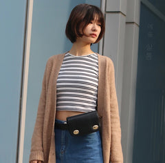 Women's Waist Bag Fanny Pack High PU Leather Belt Cell Phone Purse