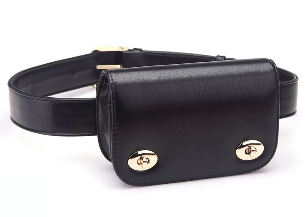Women's Waist Bag Fanny Pack High PU Leather Belt Cell Phone Purse
