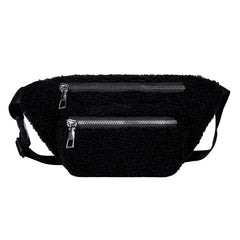 Women's Plush Waist Bag Solid Crossbody Chest Fanny Pack