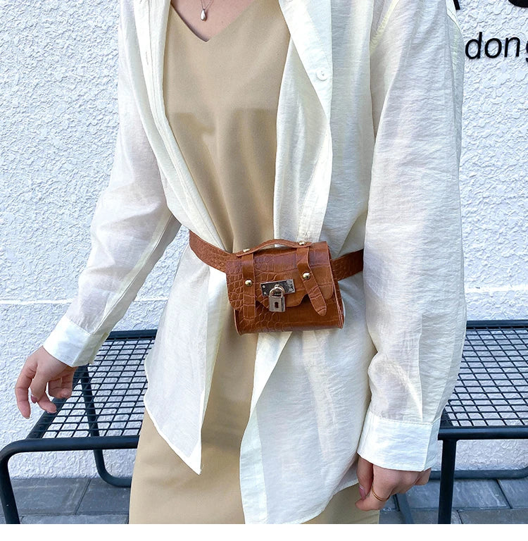 Crocodile Belt Mini Chain Crossbody Bag