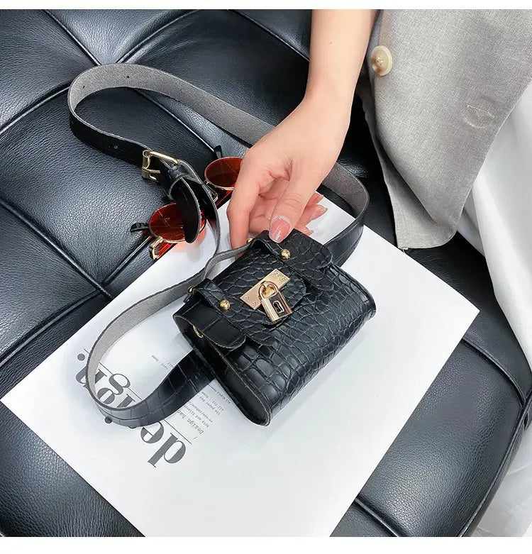 Crocodile Belt Mini Chain Crossbody Bag