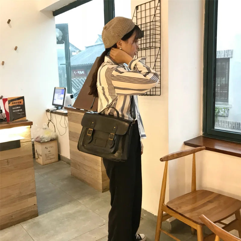 Women's Retro Student Literature Backpack Bags Large Capacity