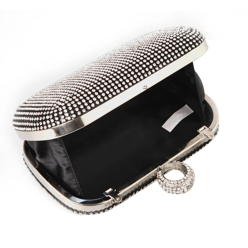Womens Evening Bag Clutch with Rhinestone Studded Handbag