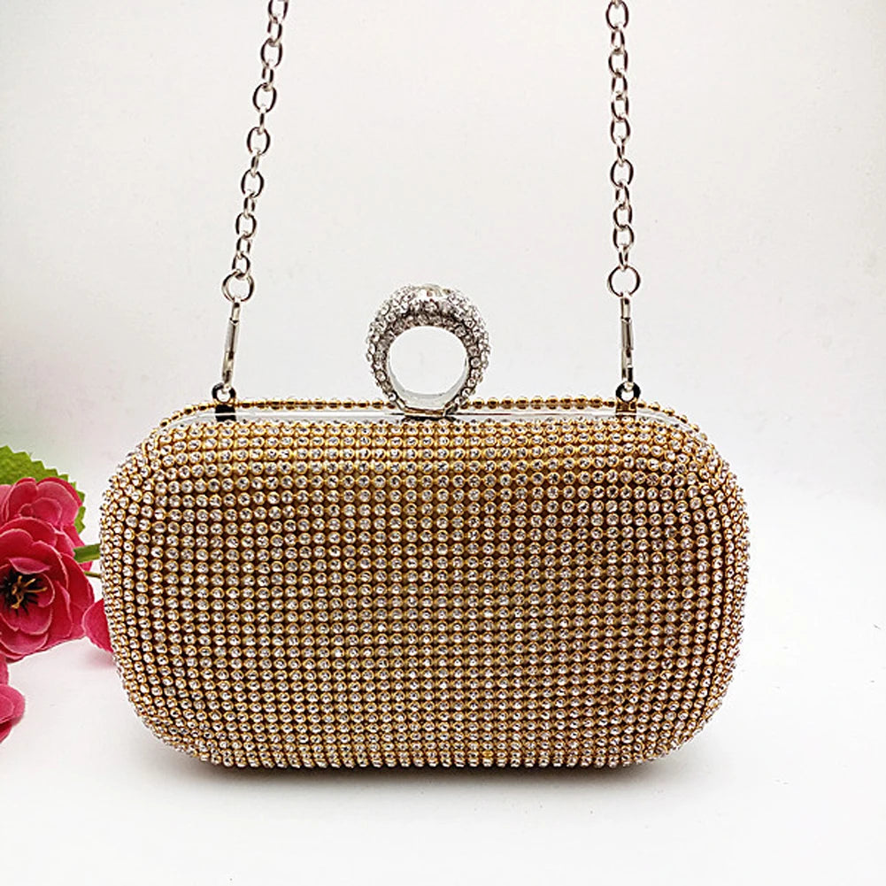 Womens Evening Bag Clutch with Rhinestone Studded Handbag