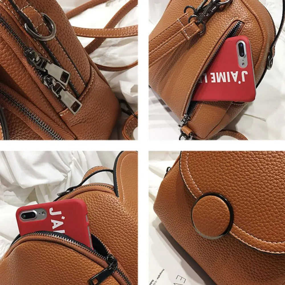 Women's Soft & Durable Backpack Handbag with Solid Zipper