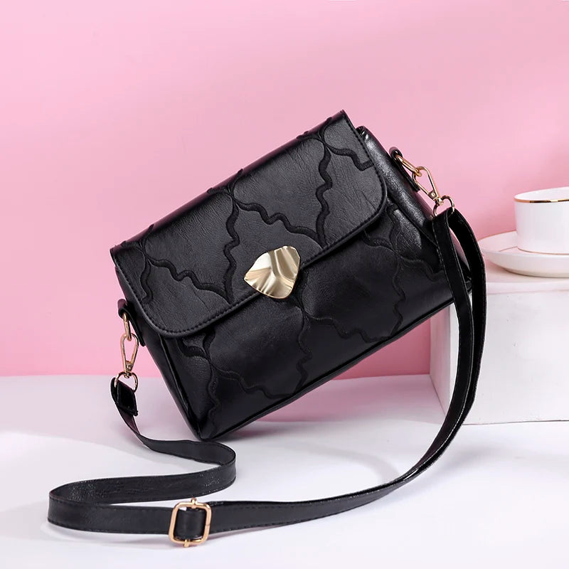 Women's Small Shoulder Bag Embossed Square Messenger Bag