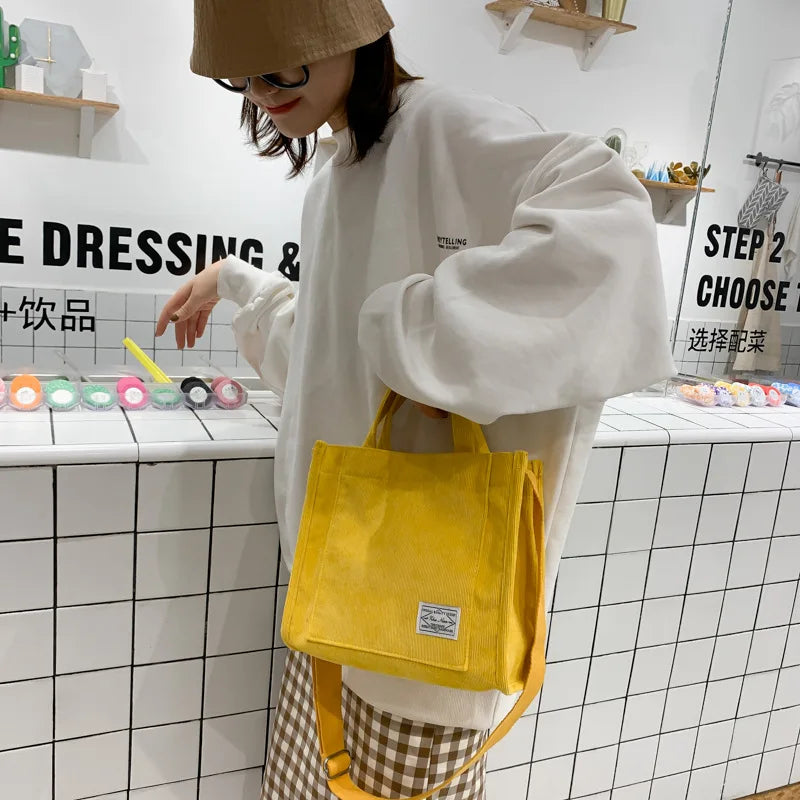 Corduroy Canvas Square Bag One Shoulder Messenger Bag