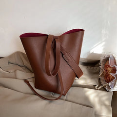 Women's Leather Messenger Bag Shoulder Bucket Handbag