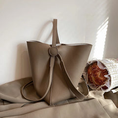 Women's Leather Messenger Bag Shoulder Bucket Handbag