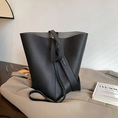 Women's Leather Messenger Bag Shoulder Bucket Handbag