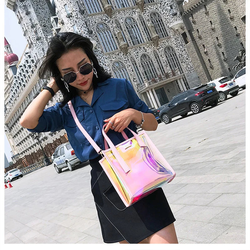 Laser Steamed Buns Handbag Jelly Shoulder Messenger Bag