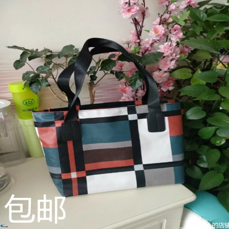 Women's Large Capacity PU Leather Shoulder Bag Check Handbag