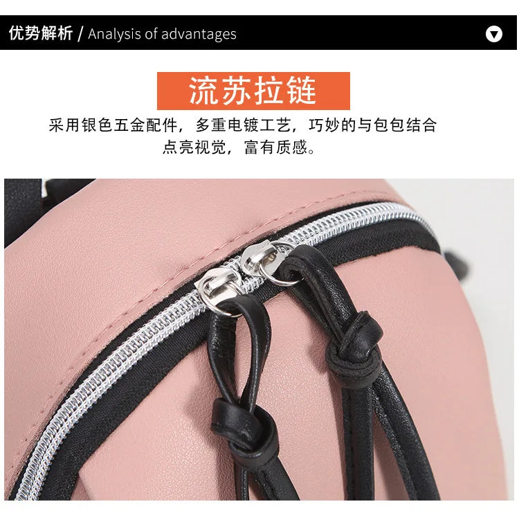Women's Long Beard Zipper Backpack Small Bag