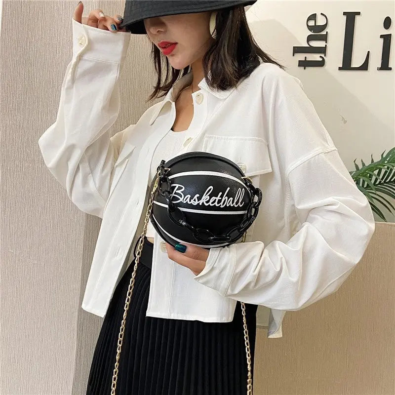 Round Shoulder Bag Chain Tote Purse Crossbody Messenger Bag
