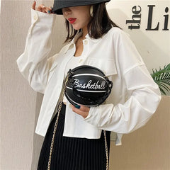 Round Shoulder Bag Chain Tote Purse Crossbody Messenger Bag