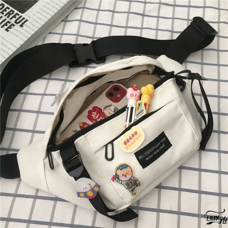 Harajuku Ins Dark Wind Canvas Waist Bag