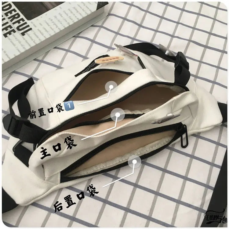 Harajuku Ins Dark Wind Canvas Waist Bag