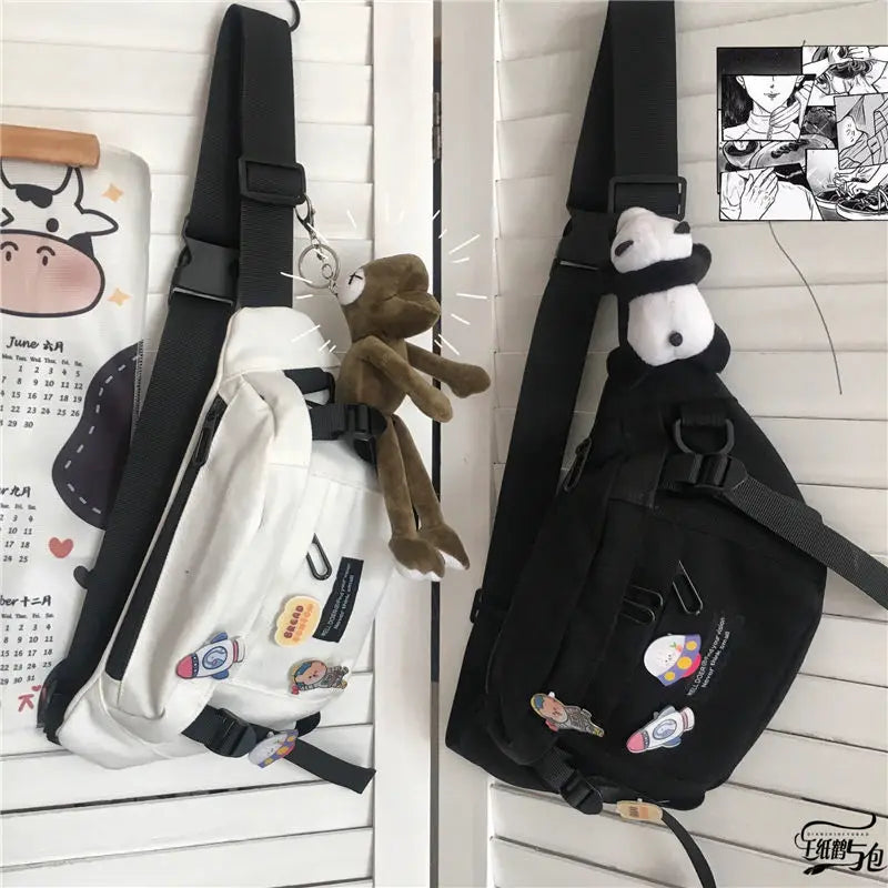 Harajuku Ins Dark Wind Canvas Waist Bag