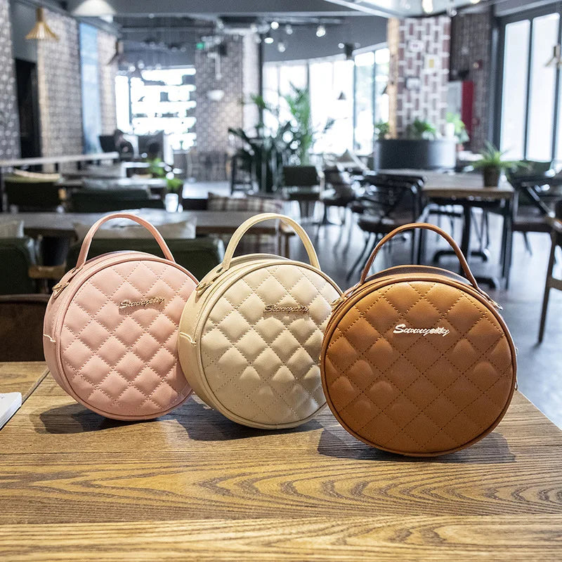 Rhombus One-Shoulder Small Round Bag Handbag