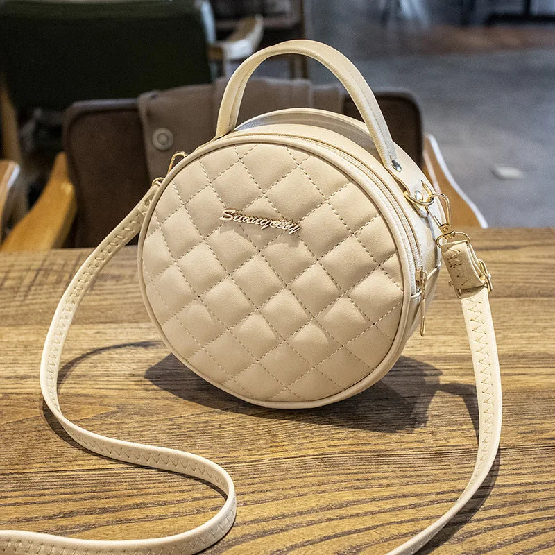 Rhombus One-Shoulder Small Round Bag Handbag