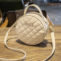 Rhombus One-Shoulder Small Round Bag Handbag