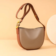 Leather Bucket Bag Women Shoulder Handbag Purse