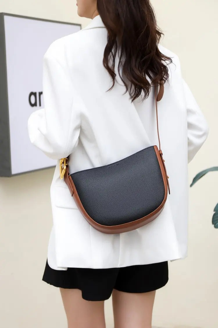 Leather Bucket Bag Women Shoulder Handbag Purse