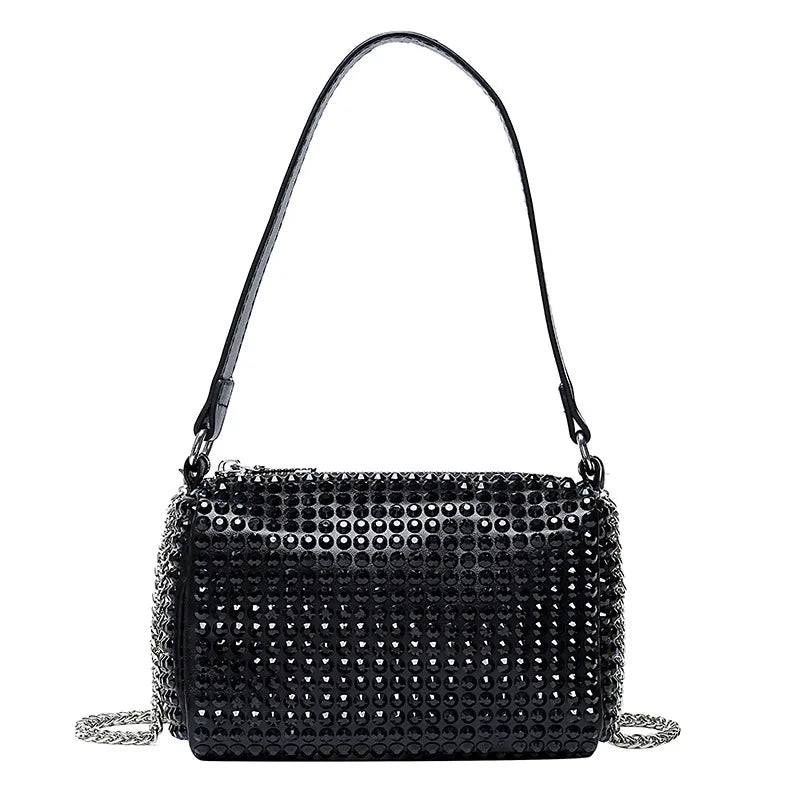 Rhinestone Chain Small Square Bag Underarm Shoulder Bag