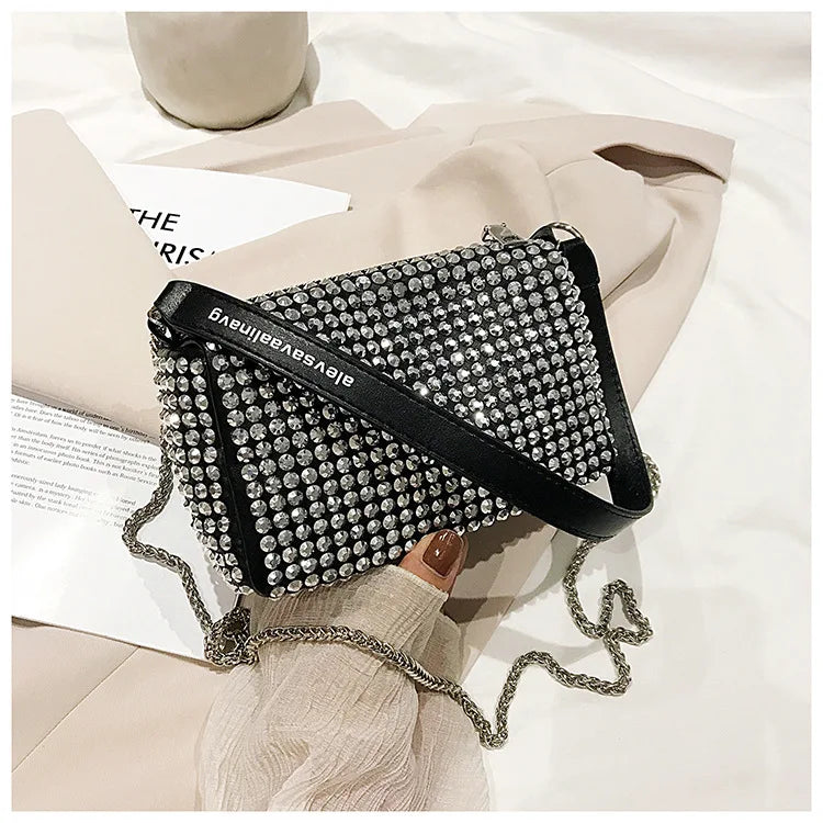 Rhinestone Chain Small Square Bag Underarm Shoulder Bag