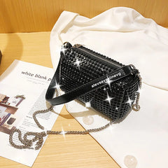 Rhinestone Chain Small Square Bag Underarm Shoulder Bag