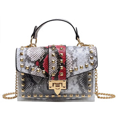 Women's Rivet 2Pcs Mother's Bag Messenger Snake Print Handbag