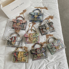 Women's Rivet 2Pcs Mother's Bag Messenger Snake Print Handbag