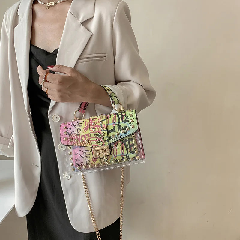 Women's Rivet 2Pcs Mother's Bag Messenger Snake Print Handbag