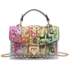 Women's Rivet 2Pcs Mother's Bag Messenger Snake Print Handbag