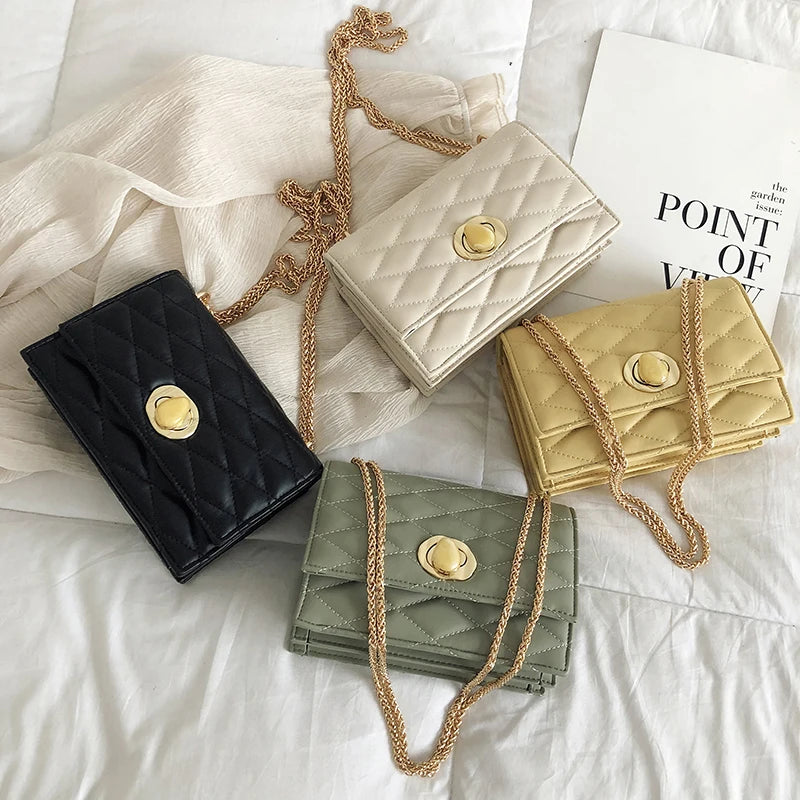 Women's Chain Shoulder Bag Striped Girl Handbag PU Waterproof