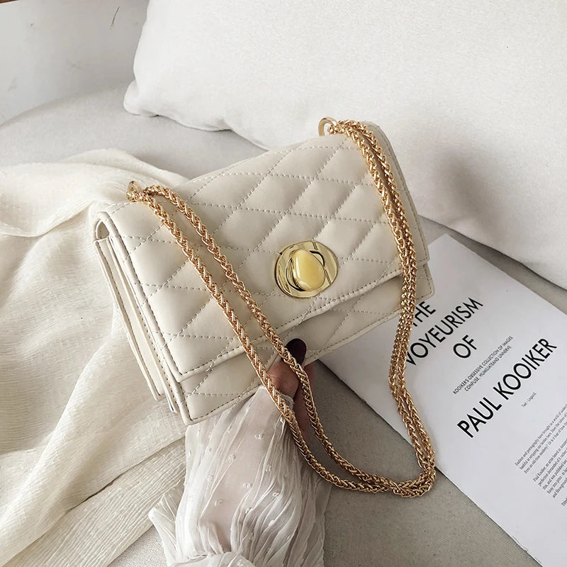 Women's Chain Shoulder Bag Striped Girl Handbag PU Waterproof